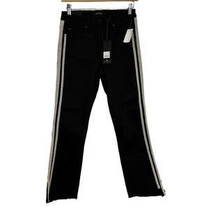 NEW Flare Crop Jeans Numero Chelsea Black High Rise Slim Sz 28 Gray Side Stripes